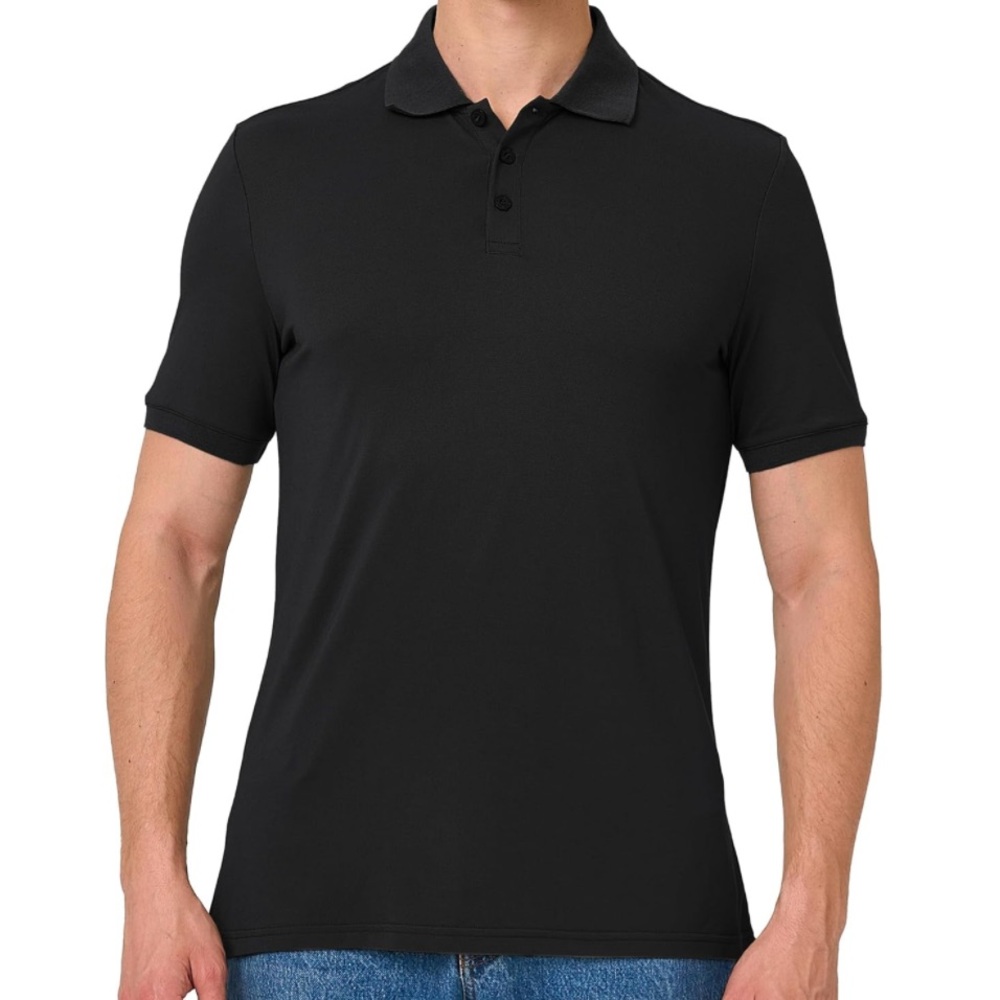 new Bamboo Cool Black Slim Fit Moisture Wicking Polo Shirt Size M